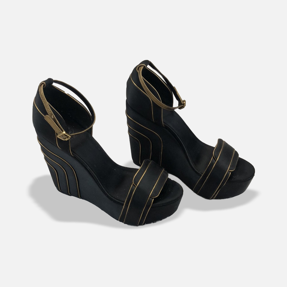 Tory Burch Black & Gold Wedges - 9 US – The Era NYC