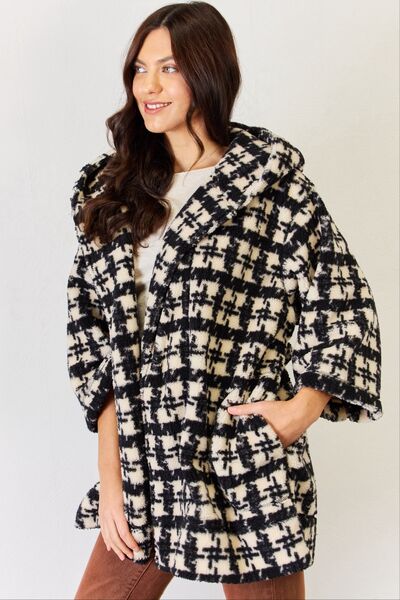 J.NNA Fuzzy Plaid Waist Tie Hooded Robe Cardigan – The Era NYC