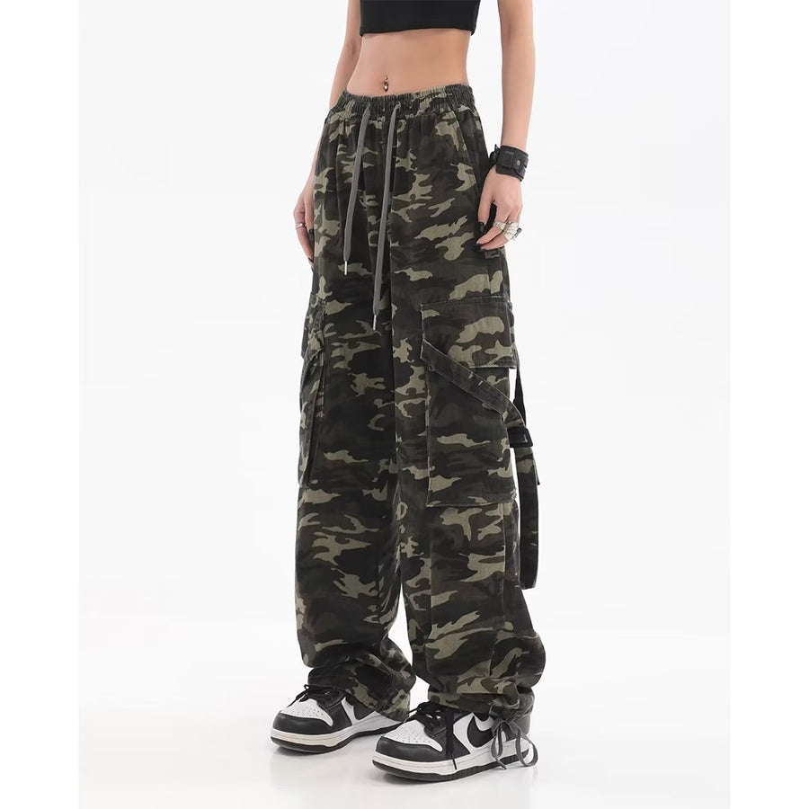 Summer pants children American ins high street hip hop vintage camouflage pants design sense cargo wear casual pants long pants children