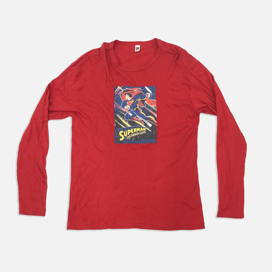 Vintage Red Superman Long Sleeve T Shirt