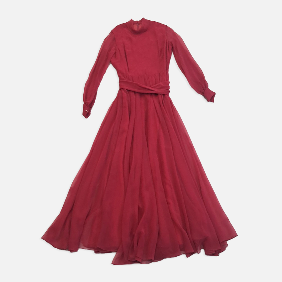 Vintage Red Long Sleeve Dress