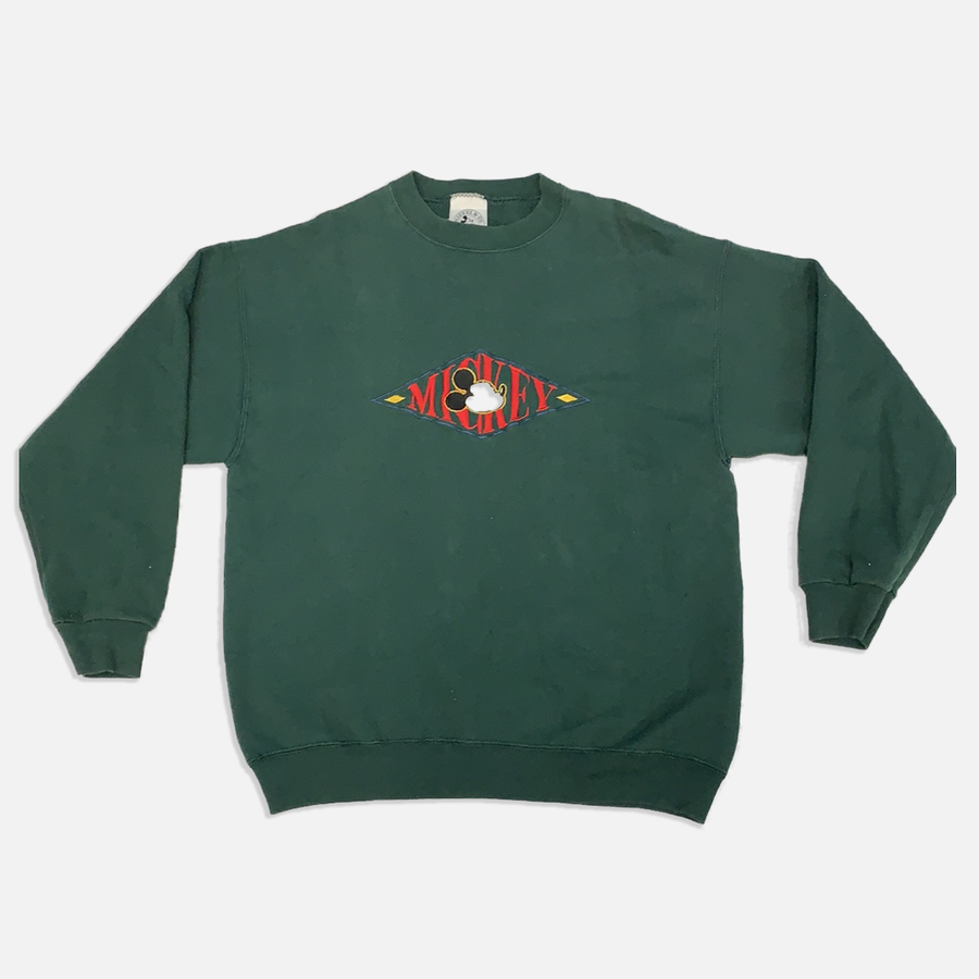 Vintage Mickey Mouse Green Crewneck Sweater - L