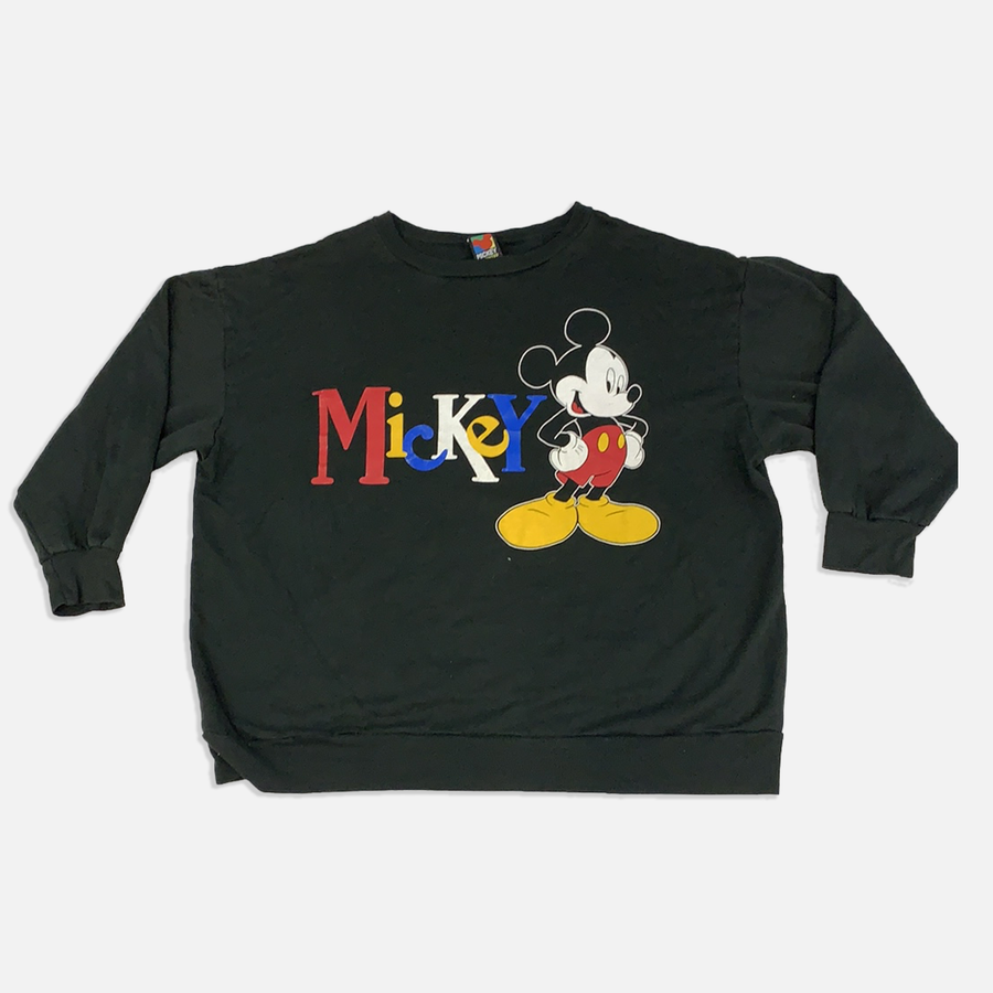 Vintage Mickey Mouse Black Crewneck Sweater - 2XL