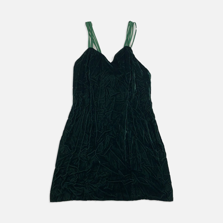 Vintage 1980s green velour dress