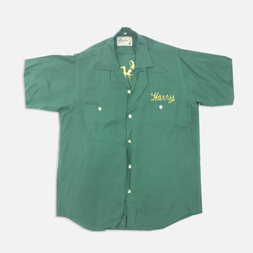 Vintage Green & Yellow Bowling Button Up