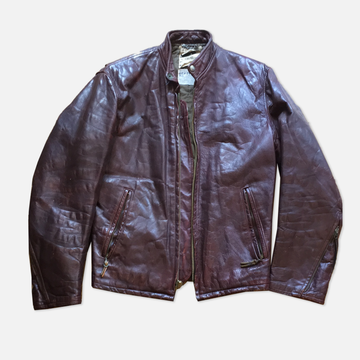 Sawyer Burgundy Color Zip Up Leather Jacket - The Era NYC