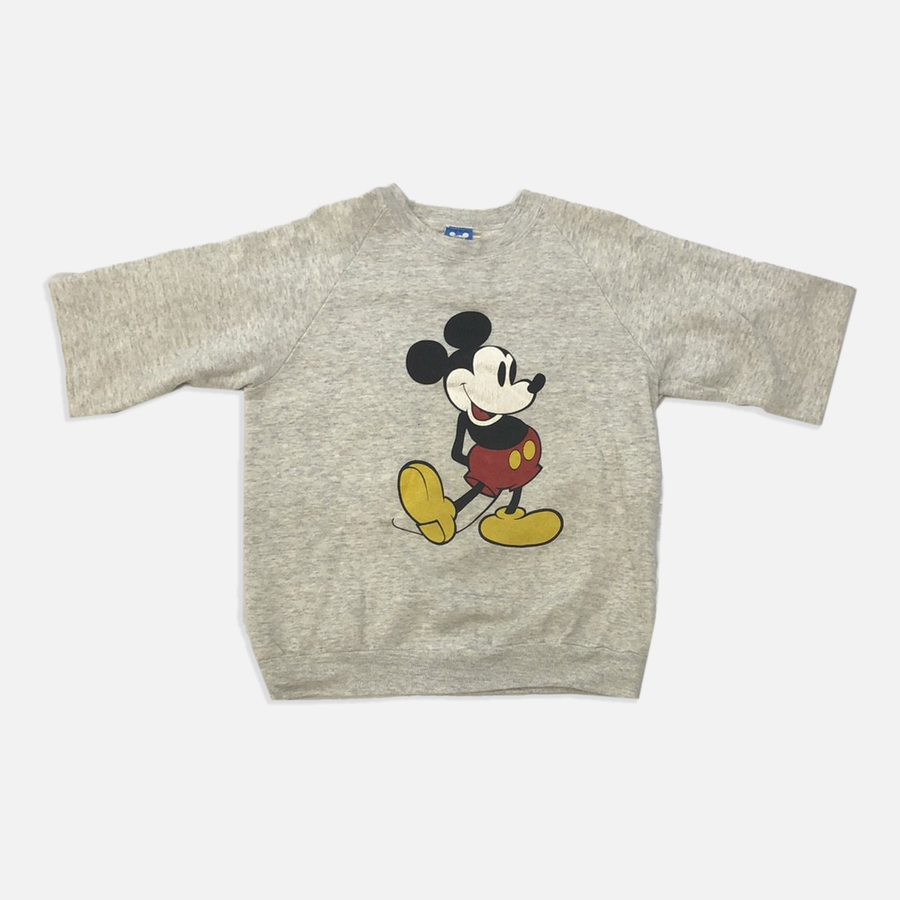 Vintage Mickey Mouse Grey Short Sleeve Sweatshirt