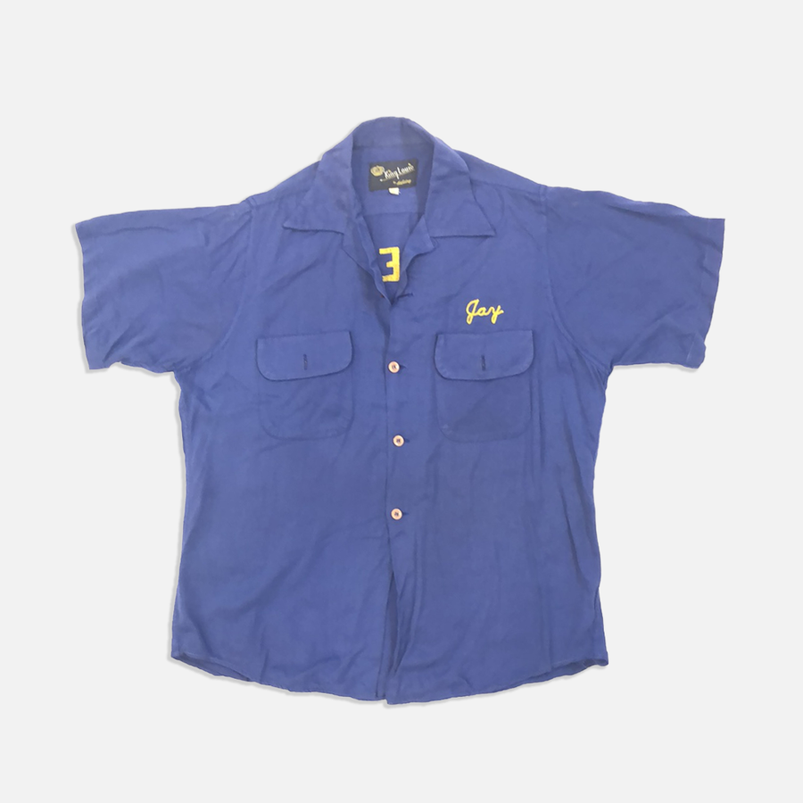 Vintage Navy Blue Bowling Button Up
