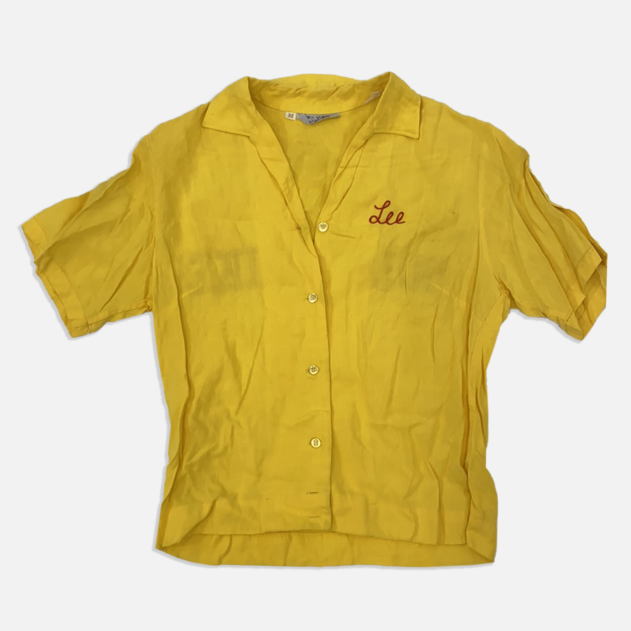 Vintage Yellow Bowling Button Up Yellow 1950s-1960s