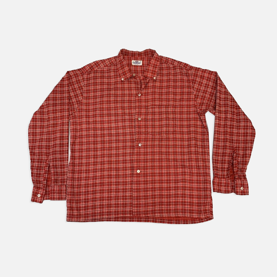 Vintage Campus Red Plaid Button Up Shirt