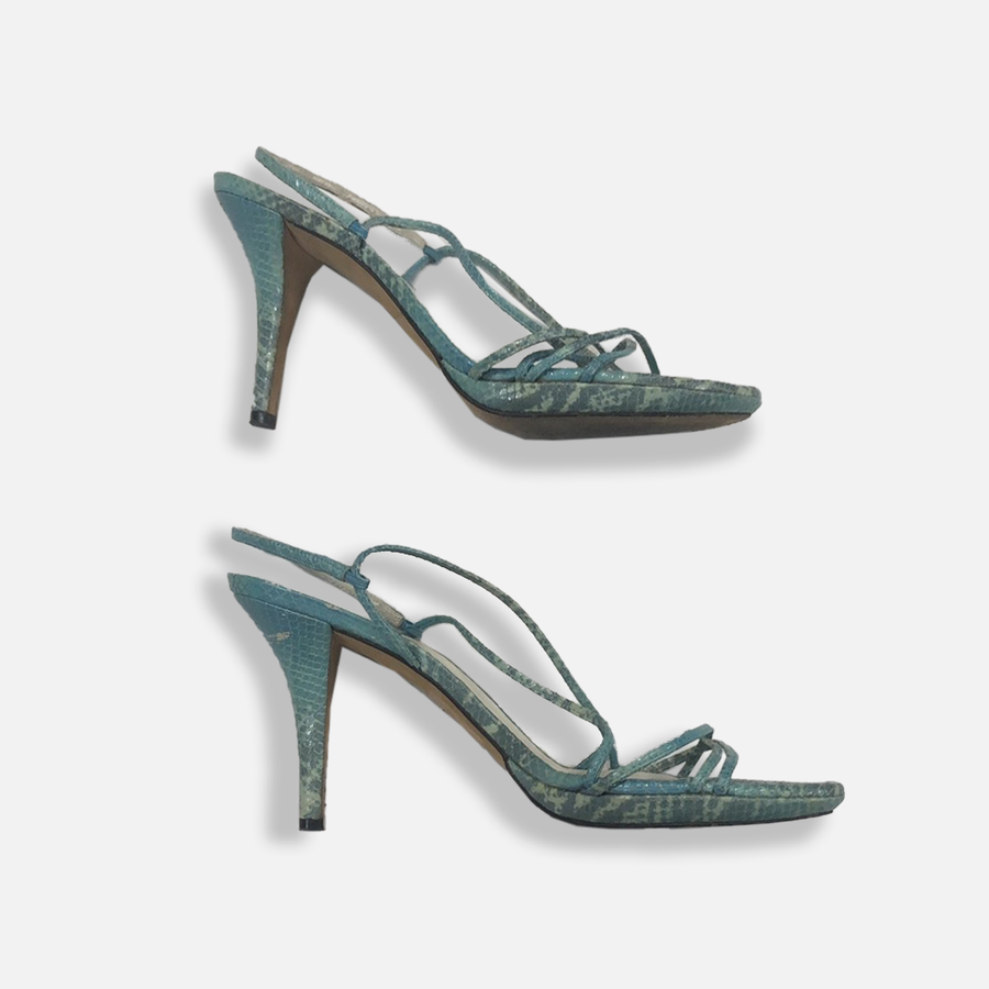 Stuart Weitzman Green Python Heels - 10 US