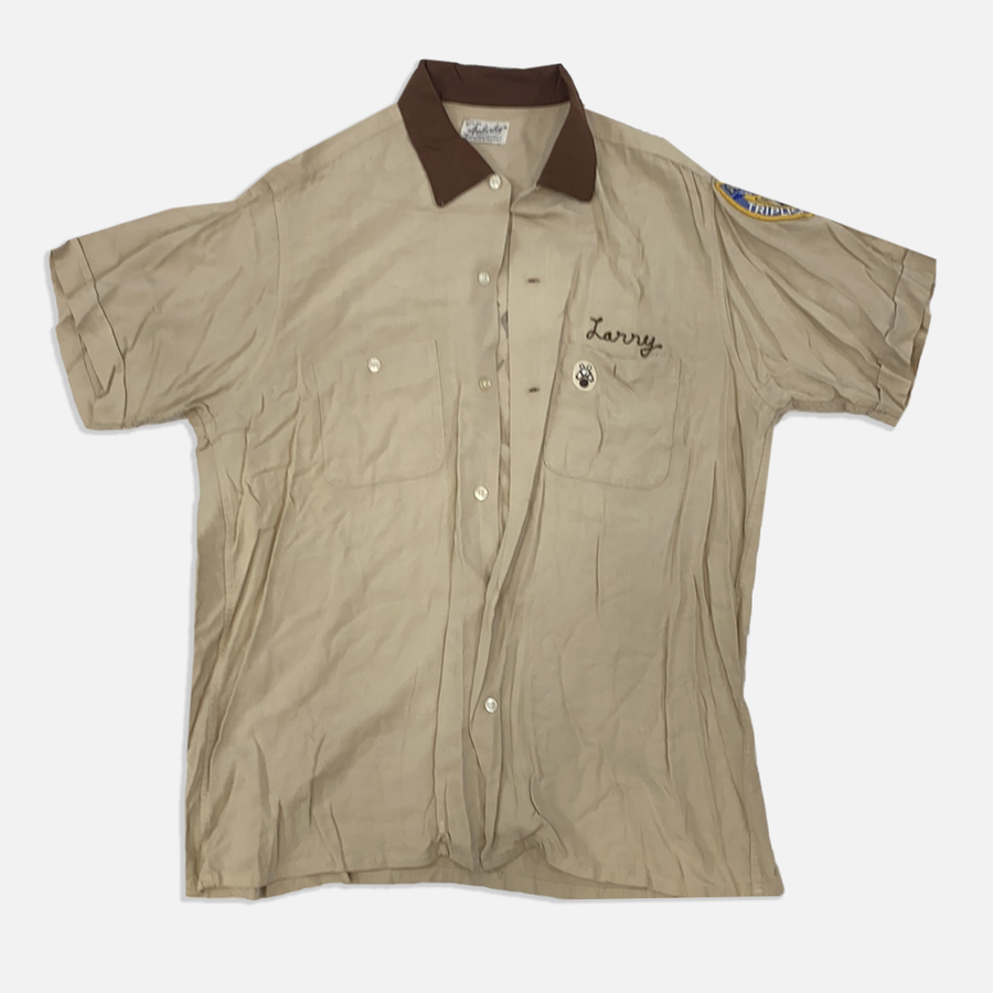 Vintage Brown & Tan Bowling Shirt Button Up