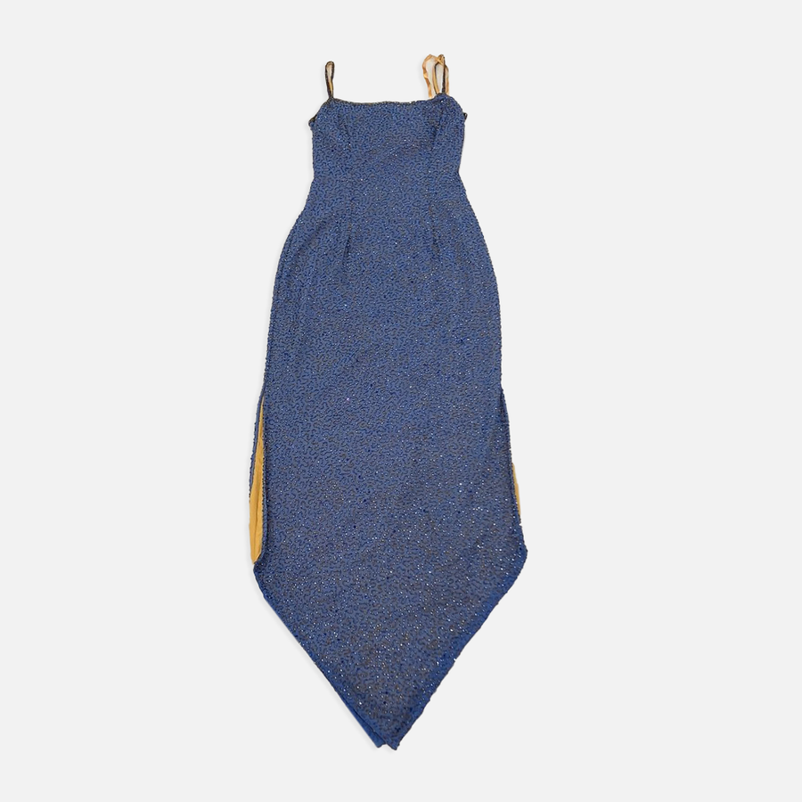 Vintage Je Matadi by Sean Mehta blue beaded dress The Era NYC Vintage Je Matadi by Sean Mehta blue beaded dress The Era NYC