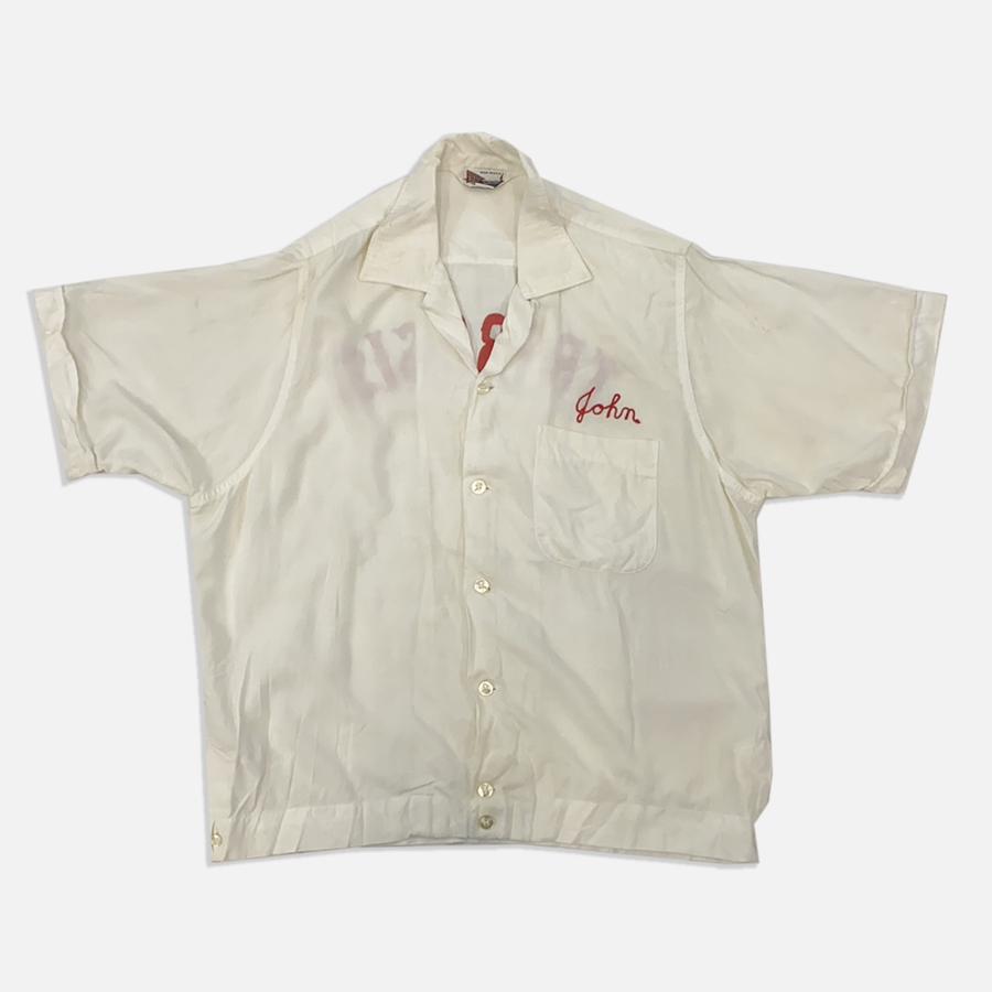 Vintage White Bowling Button Up 1950s-1960s
