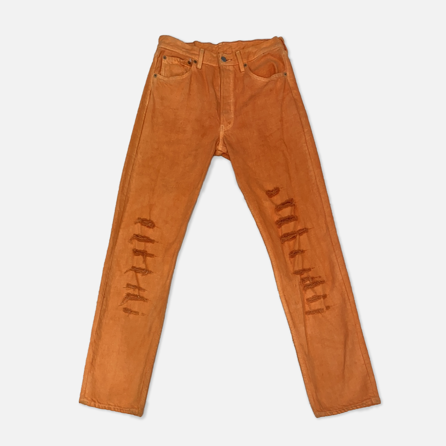 1980s Levi’s 501 Orange Denim Jeans - W32 - The Era NYC