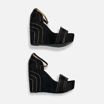 Tory Burch Black & Gold Wedges - 9 US