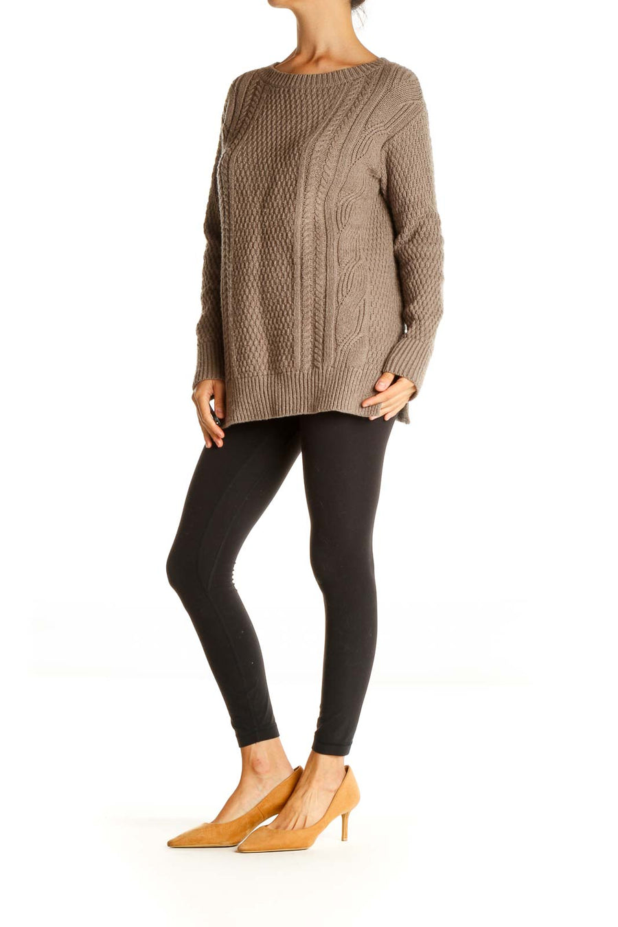 Brown Textured Classic Sweater