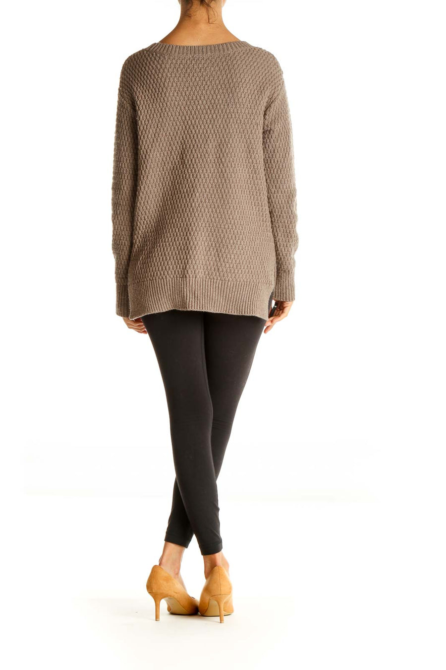 Brown Textured Classic Sweater