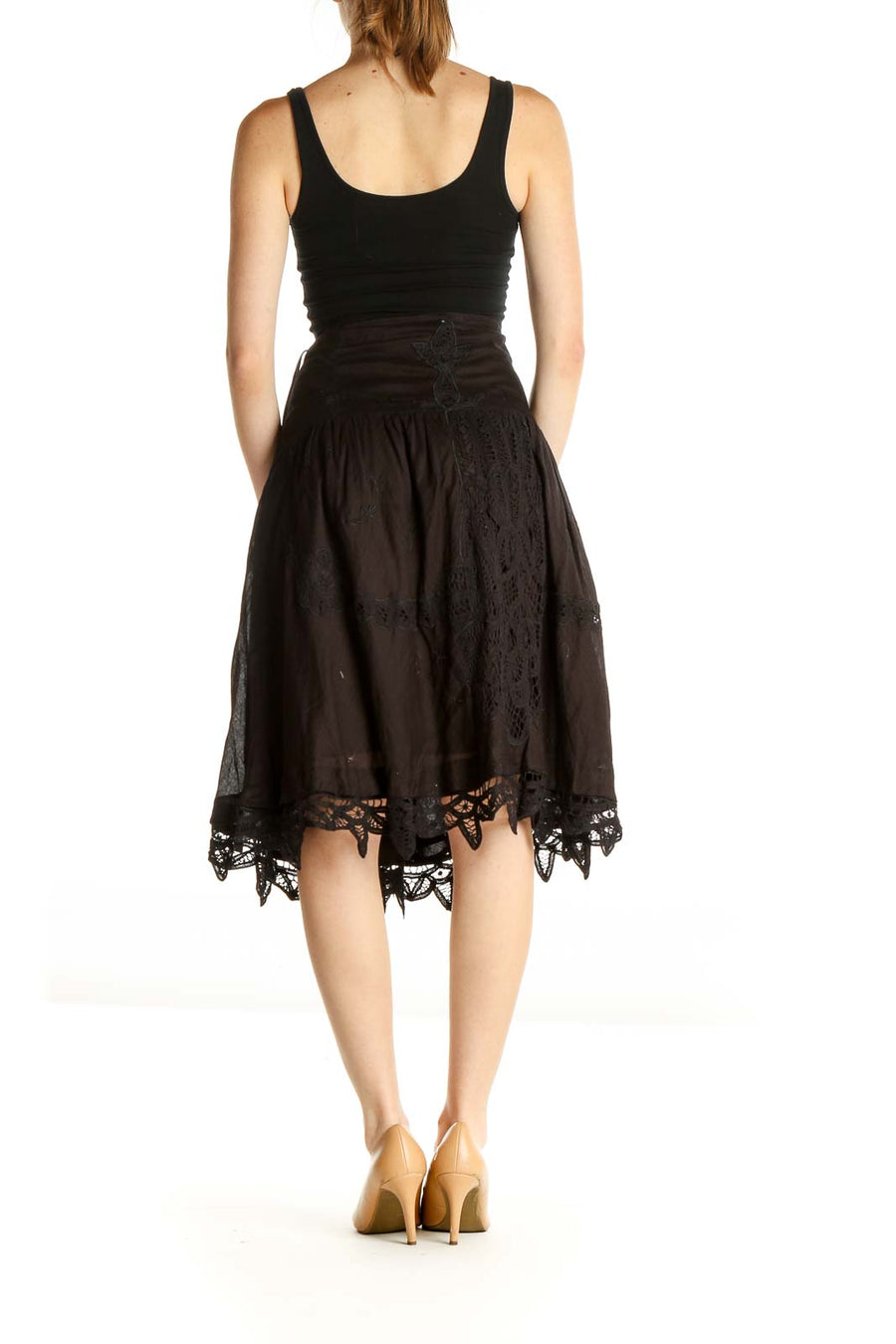 Black Brunch Flared Lace Skirt