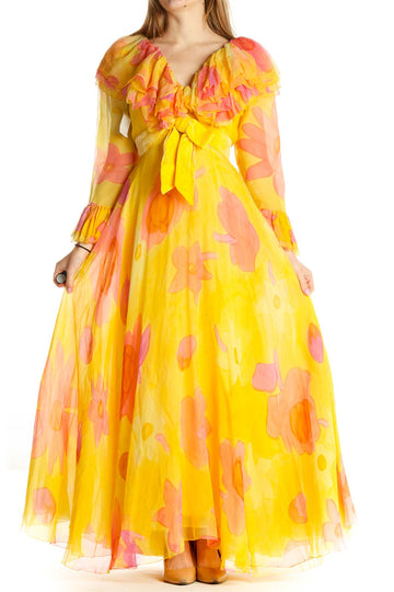 Yellow Floral Retro Fit & Flare Dress