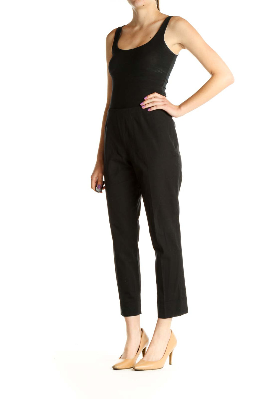 Black Solid All Day Wear Trousers