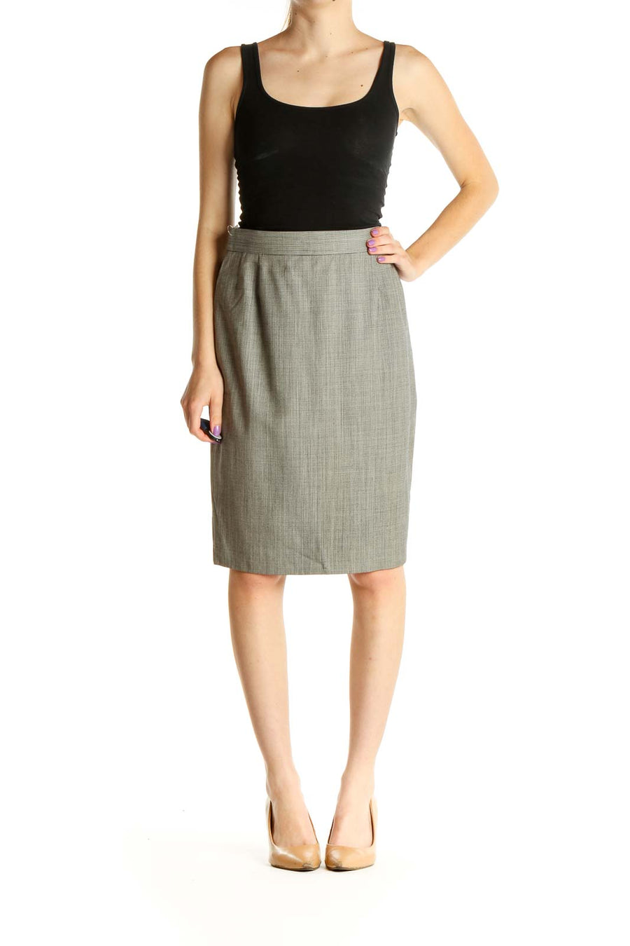 Gray Textured Brunch Pencil Skirt