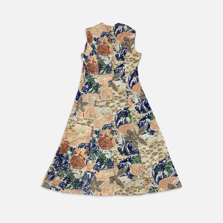 Vintage Printed Sleeveless Dress