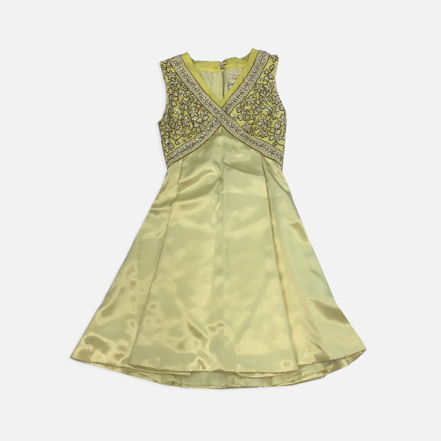 Vintage victoria Royal LTD yellow beaded dress