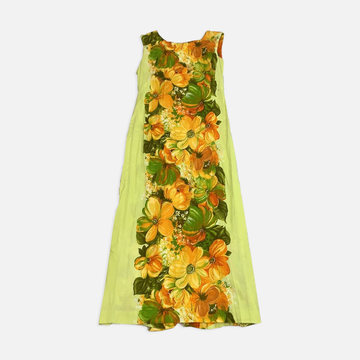 Vintage Hawaii resort shops green/orange maxi dress