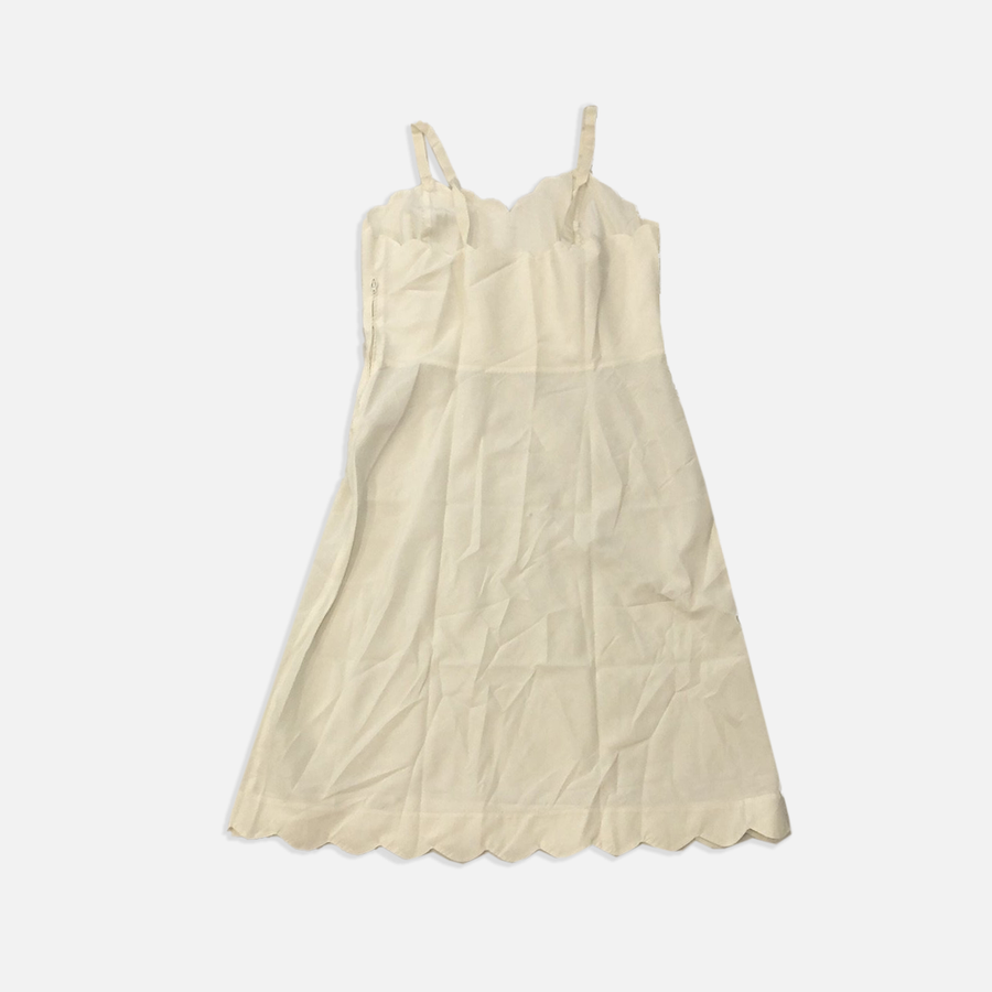 Vintage Scallop Cut White Dress