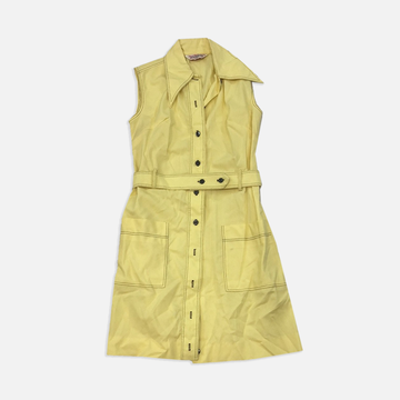 Vintage Yellow 1960s Button Up Dress