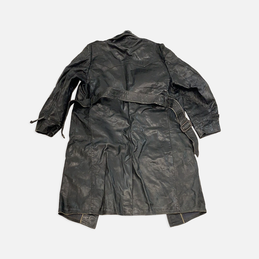Vintage black leather trench coat