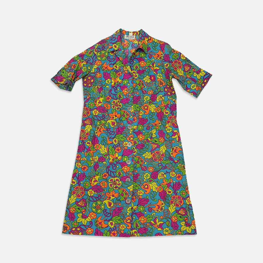 Vintage Multi Color Floral 60's Dress