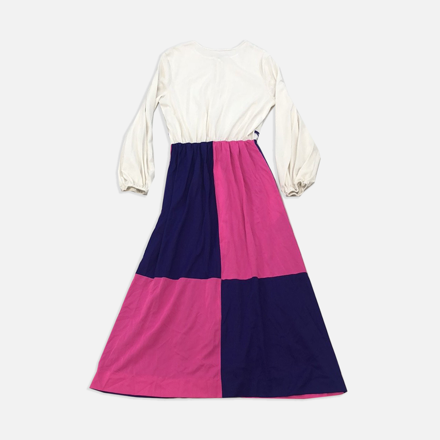 Vintage Pink & Purple Color Block Dress
