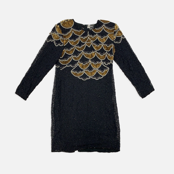 Vintage Carina black/gold sequins beaded dress