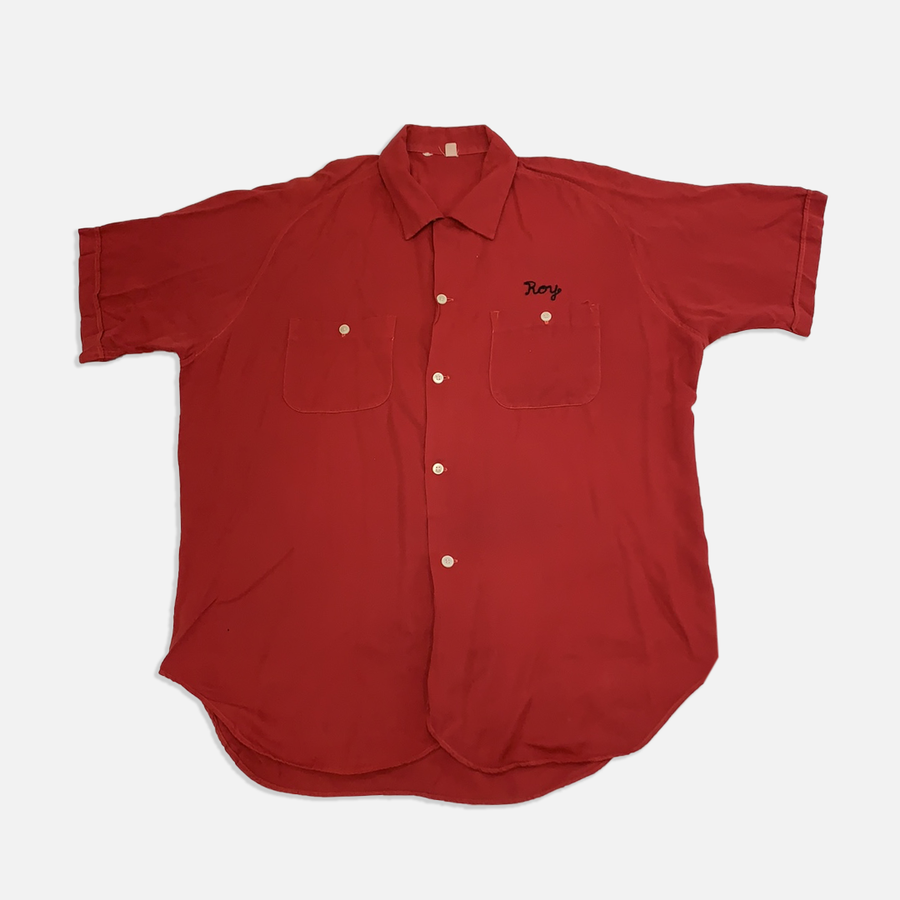 Vintage Red bowling button up t shirt