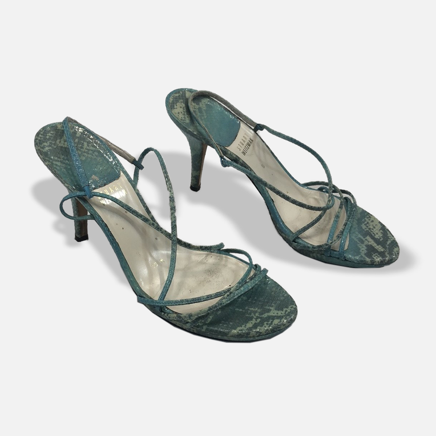 Stuart Weitzman Green Python Heels - 10 US