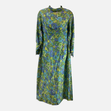 Vintage 1960s green print dress