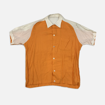 Vintage Orange Two-tone short sleeve button up shirt