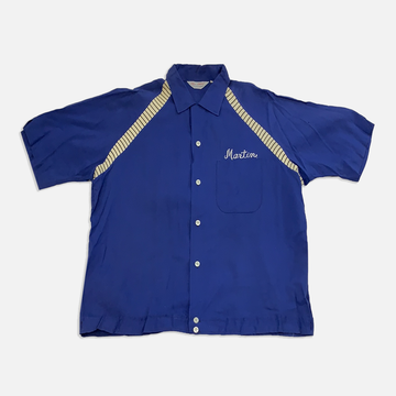 Vintage Pla-Shirt by Dunbrooke Blue bowling shirt