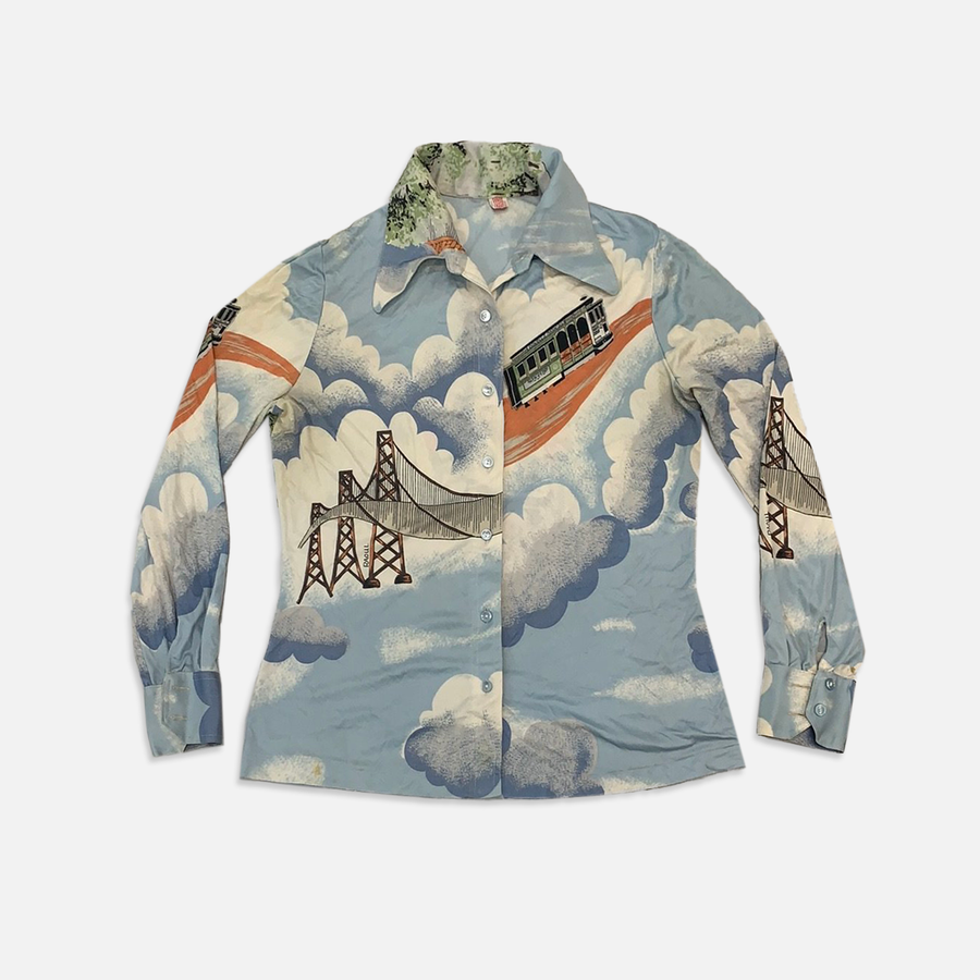 Vintage cloud print button up shirt