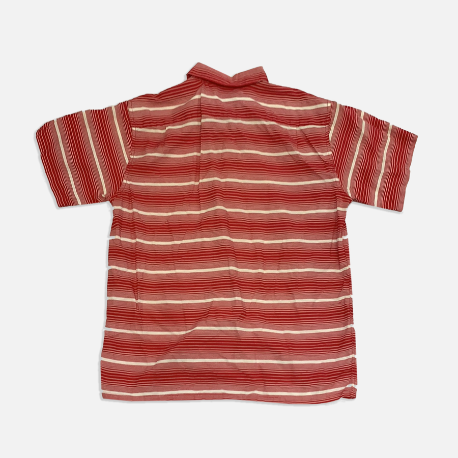 Vintage button up red stripe short sleeve shirt