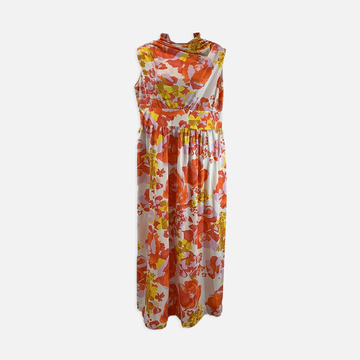 Vintage orange/pink/yellow/white maxi dress