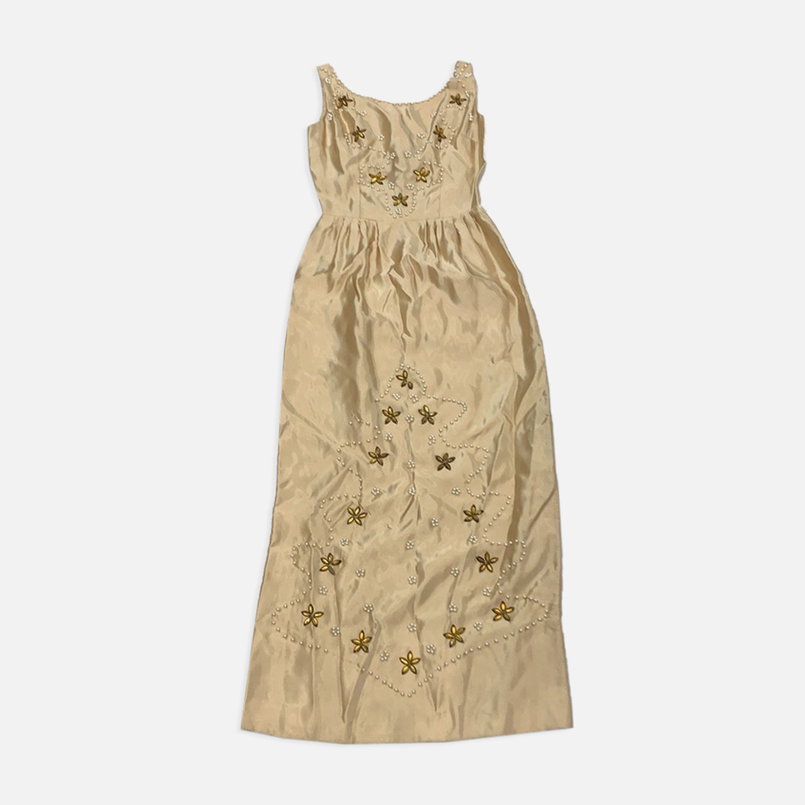 Vintage beige/brown beaded dress