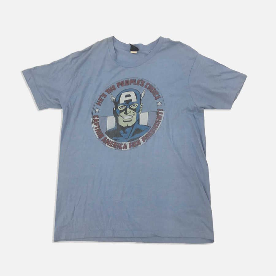 Vintage Captain America Baby Blue T Shirt 1990s