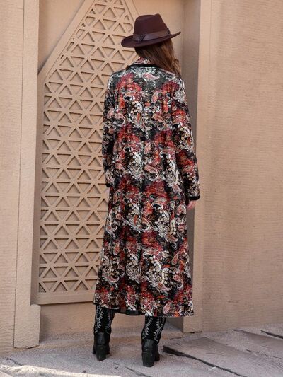 Printed Open Front Long Sleeve Outerwear