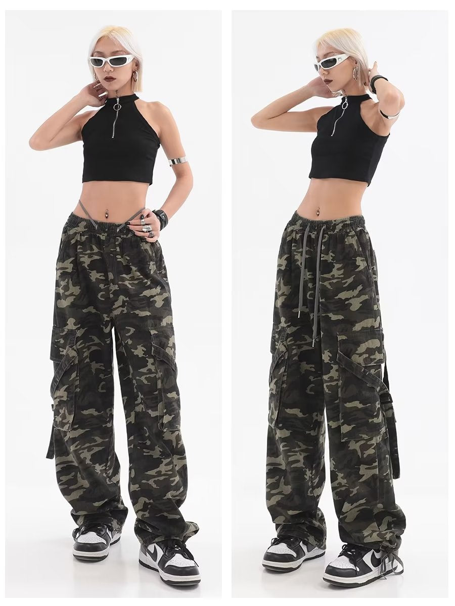 Summer pants children American ins high street hip hop vintage camouflage pants design sense cargo wear casual pants long pants children