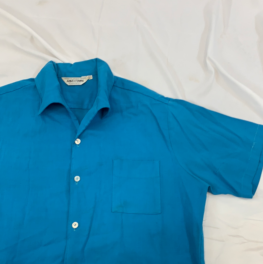 Vintage Angeltown Blue Bowling Shirt – The Era NYC Vintage Angeltown Blue Bowling Shirt – The Era NYC