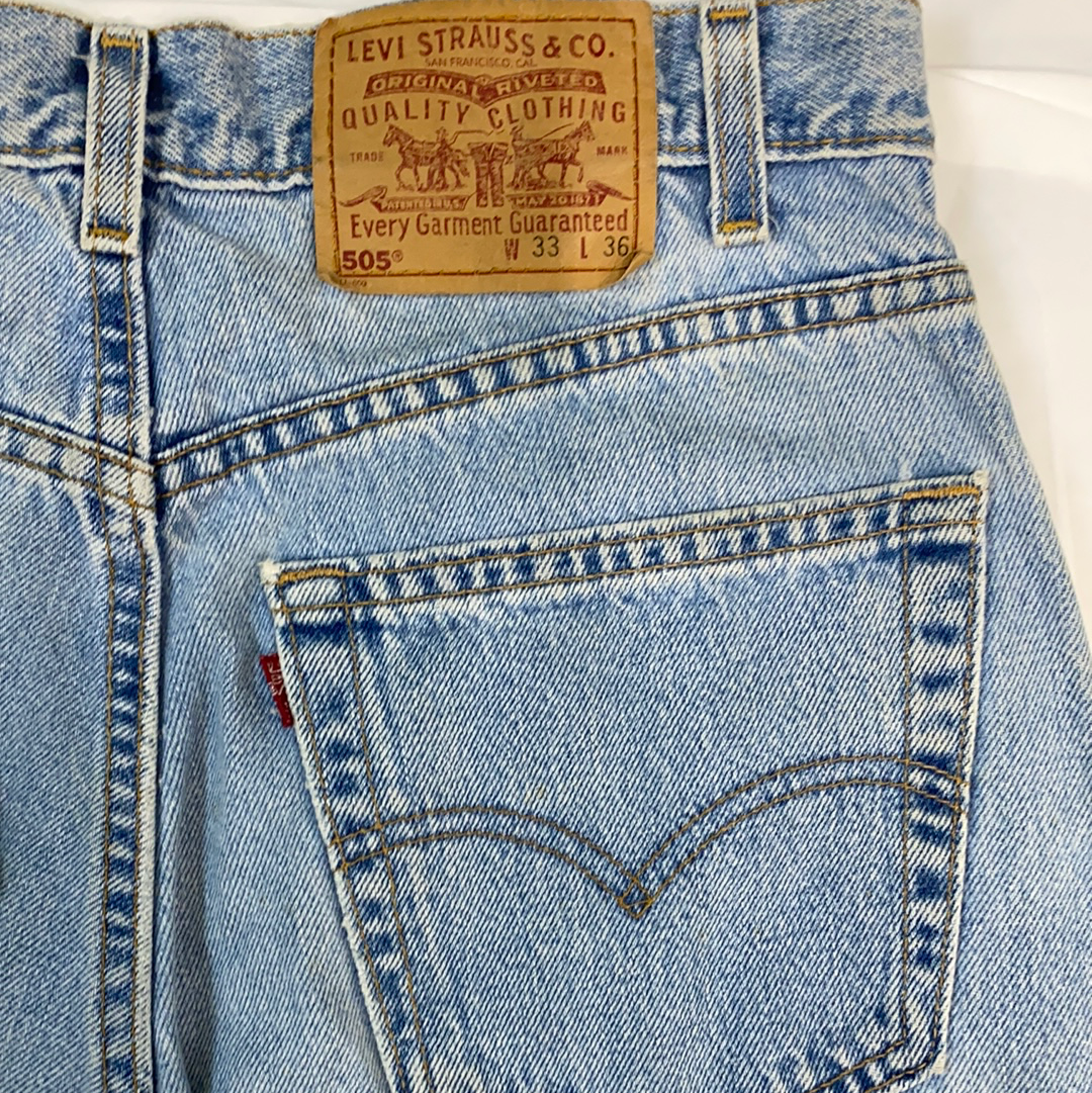 1980s Levi's 505 Light Blue Denim Jeans - W33 – The Era NYC