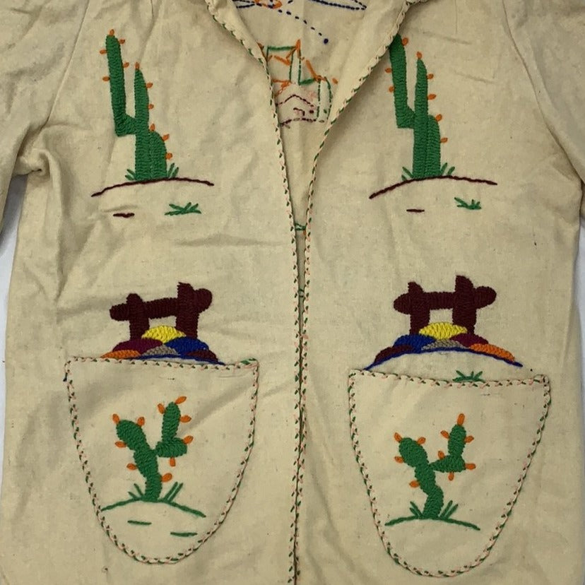 Vintage Cream Hand Embroidered Jacket